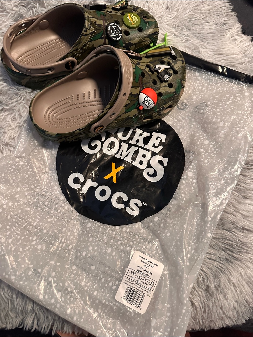CROCS Kids' Camo Clog with Tan Trim and Green Accents